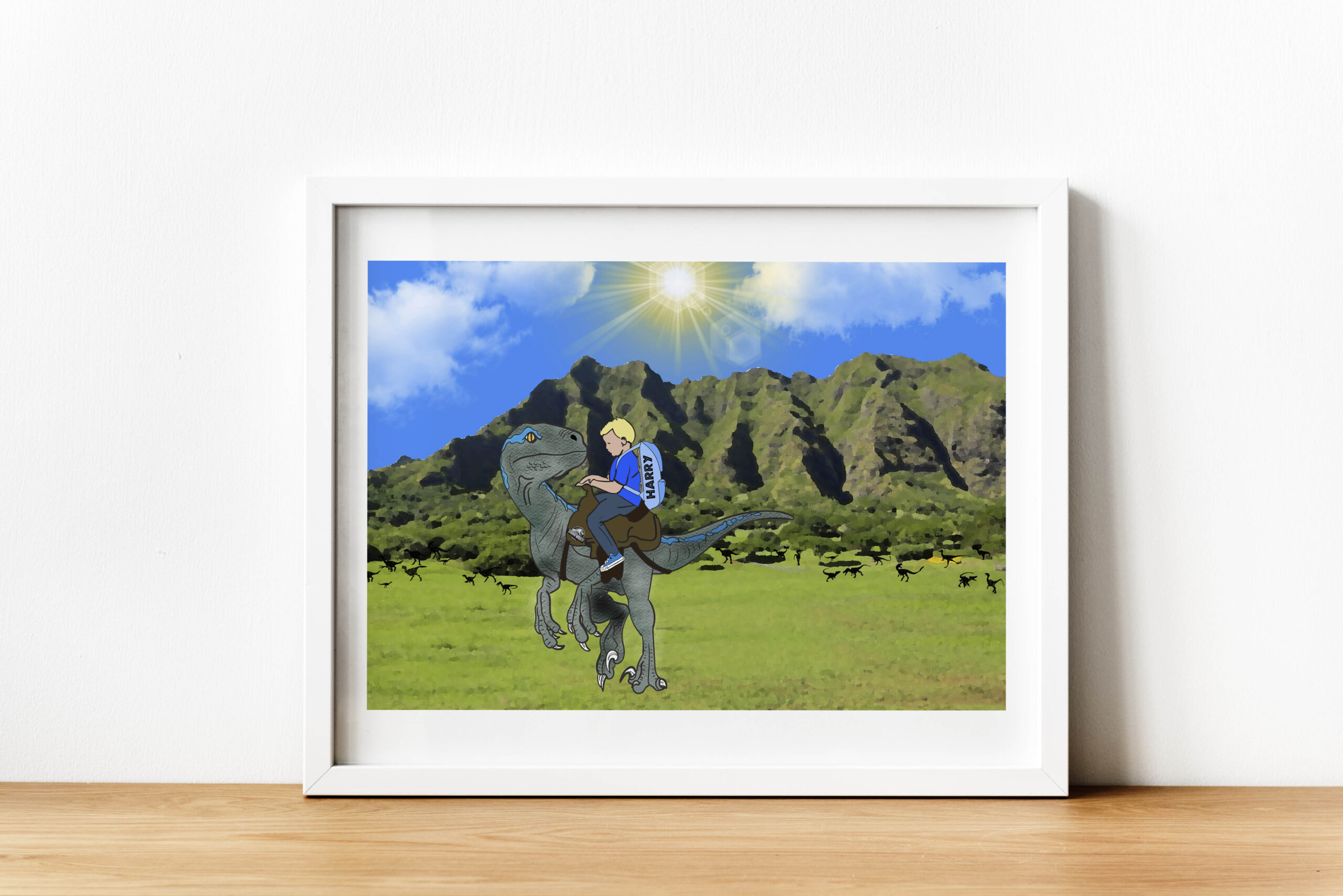 Personalised Dinosaur Ride Art Work
