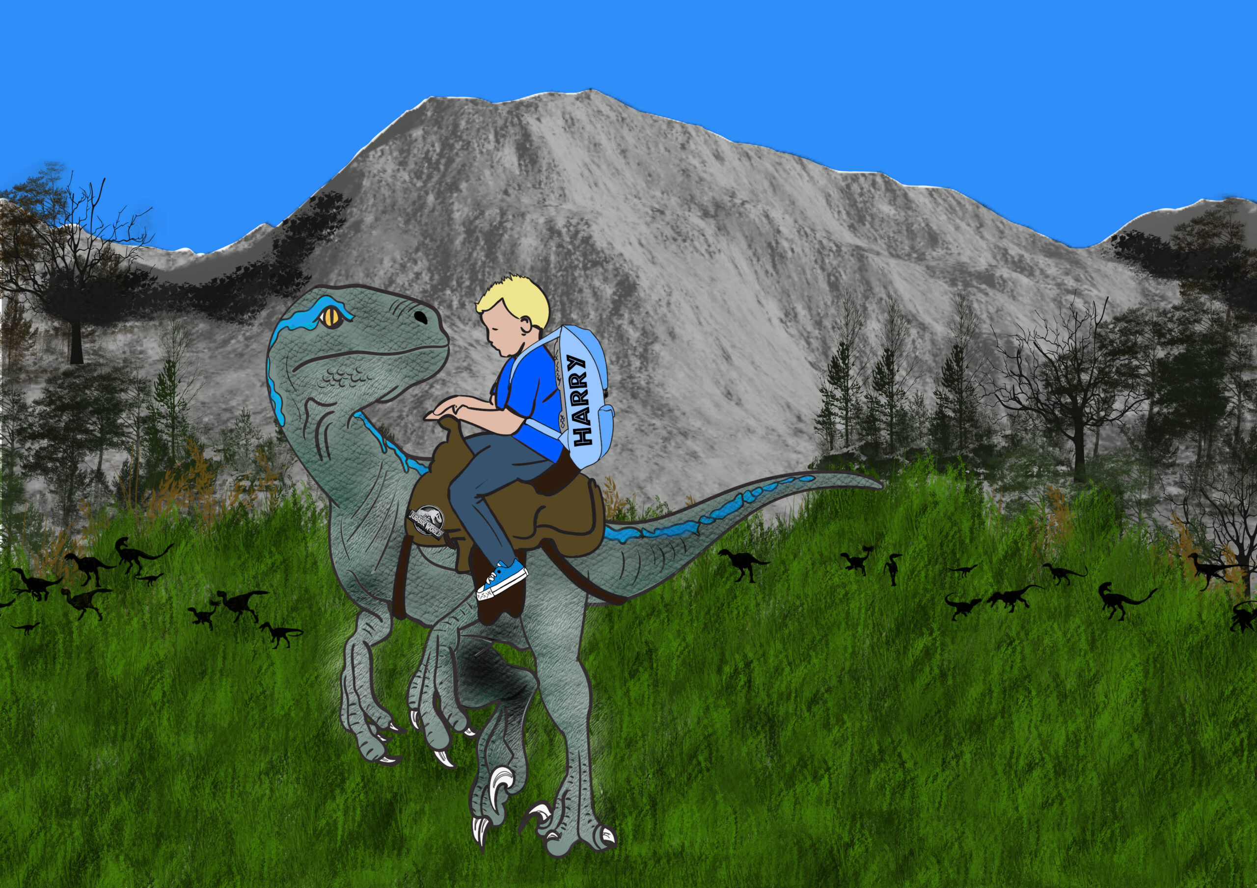 Personalised Dinosaur Ride Art Work - Image 5