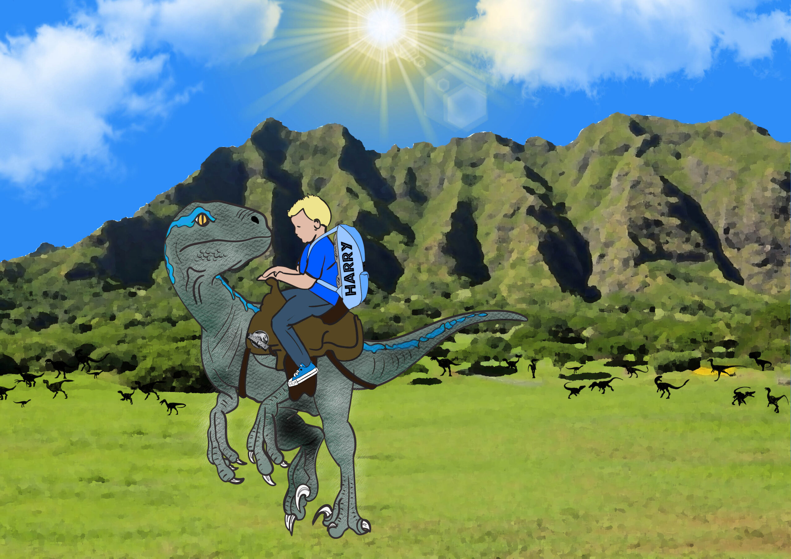 Personalised Dinosaur Ride Art Work - Image 3