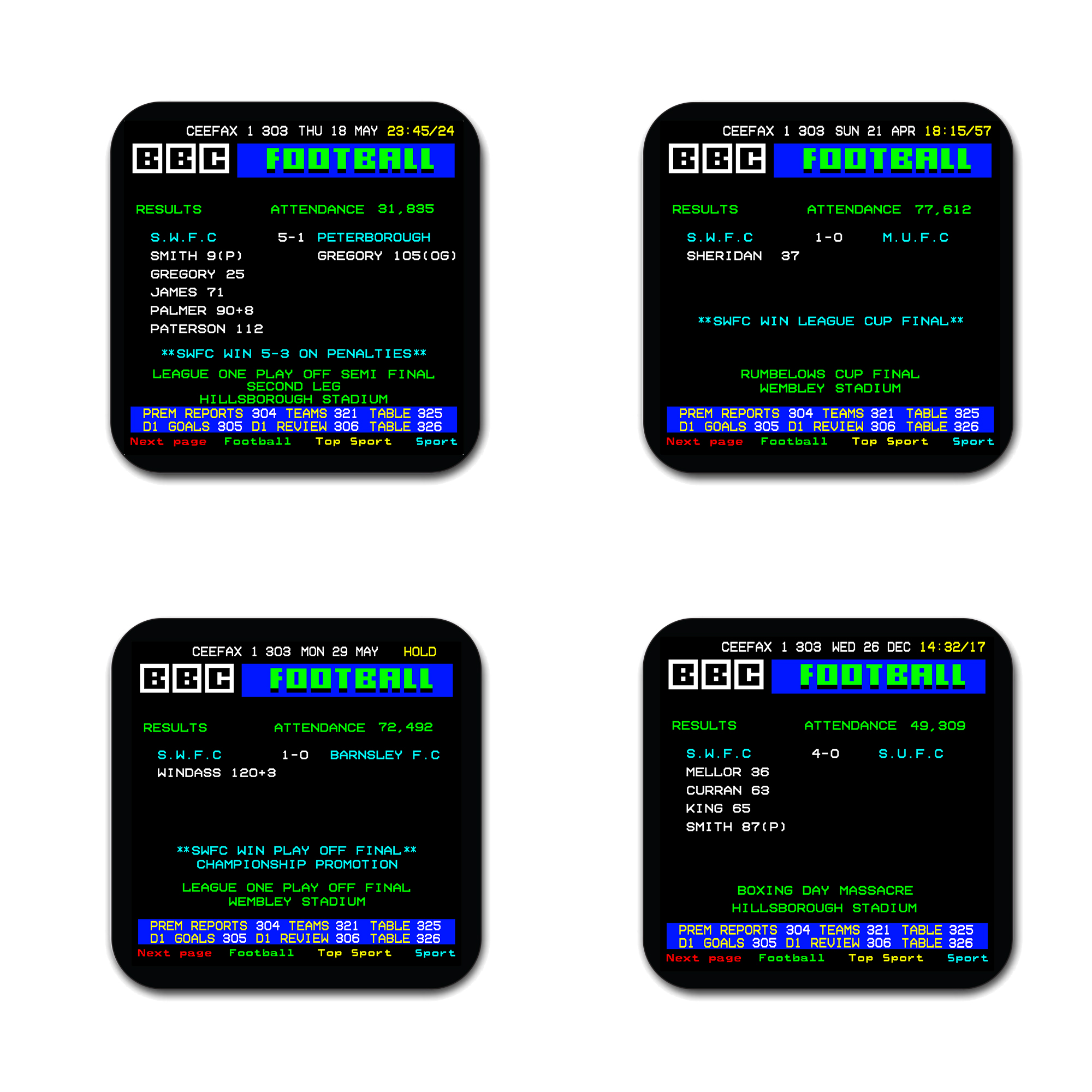 SWFC Match Coasters 4 pack